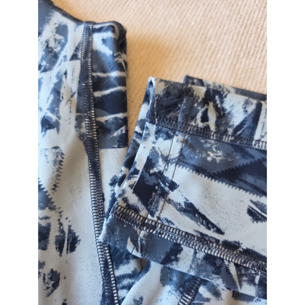 Reebok Speedwick Leggings Womens Small Blue White Abstract Print Athletic Tights - Picture 2 of 5